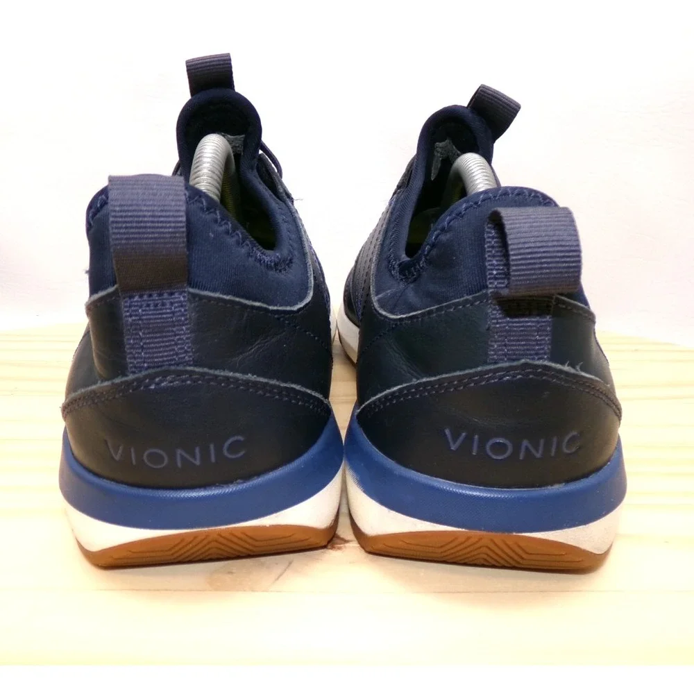 Vionic Trent Slip On Shoes Mens Blue Size 10.5 Casual Comfort Sneaker Leather